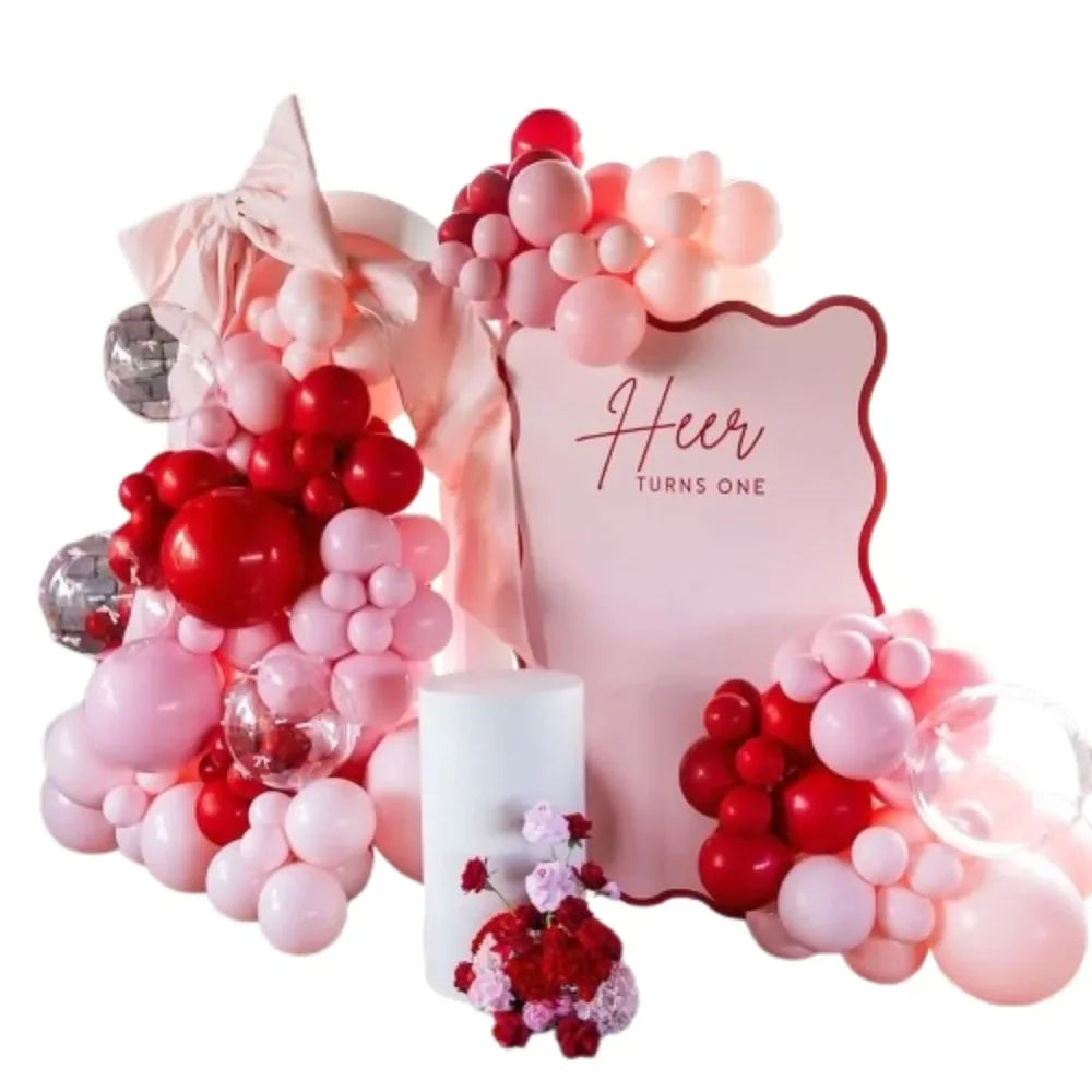 Kit d'arc de ballons du jour de Léon, rouge et rose, décoration pour fête préChristophe, anniversaire, mariage, nouvel an, sexe, 75 pièces