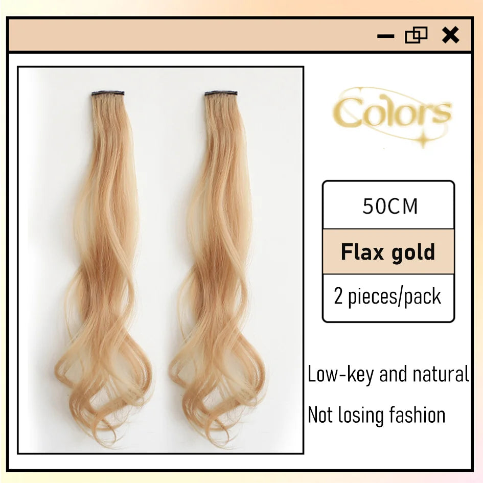 Extensions de cheveux bouclés colorés synthétiques 2 pièces/ensemble 50cm/60cm, ondulation d'eau rose/bleu/violet, perruque Halloween/Noël