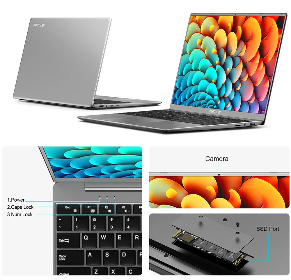 Ordinateur portable Teclast F16 Pro, Windows 11 Pro, processeur Intel N95, F16Pro, 16 Go de RAM, 512 Go de SSD, écran IPS 15,6 pouces 1920 x 1080, Wi-Fi 6, USB 3.2, clavier rétroéclairé, mini-HDMI