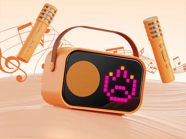Mini Karaoke Machine for Kids, Portable Bluetooth Karaoke Speaker Unpowered Cabinets with 2 Wireless Microphones for Party
