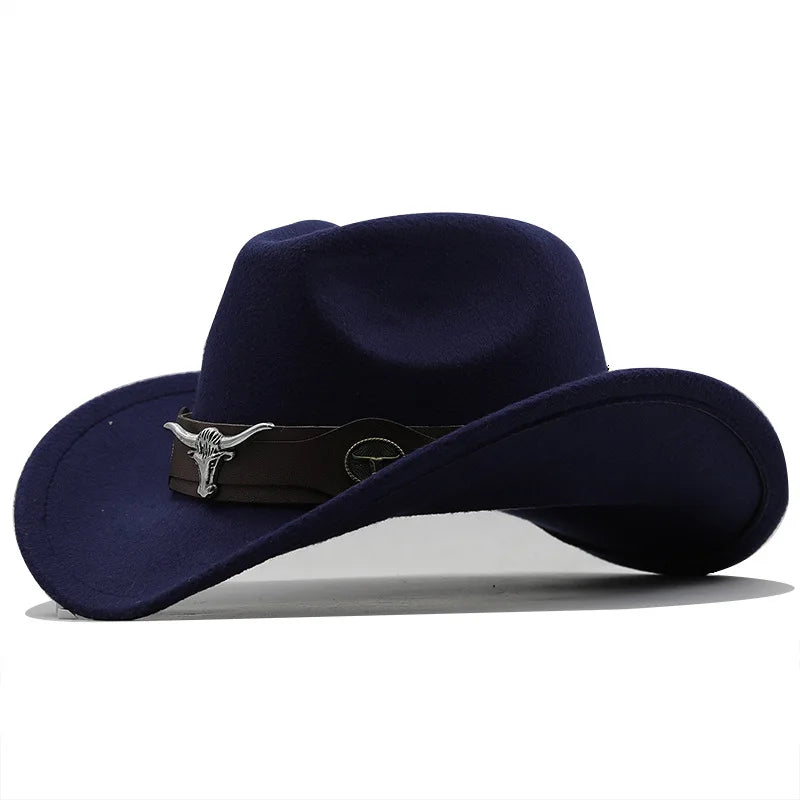 Nouveau chapeau de Cowboy occidental à bord roulé casquette de Cowgirl Cowboy Jazz Fedora chapeaux casquette en feutre avec bande de vache pour femmes hommes enfants