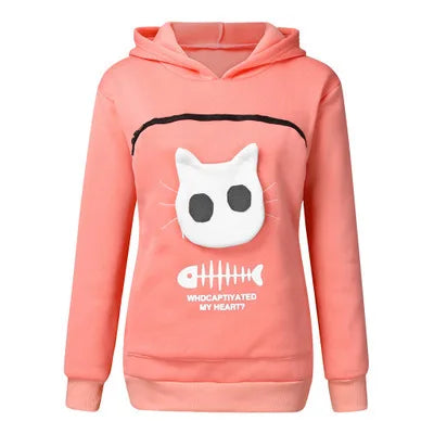 S-3XL Cat Lovers Hooded Sweatshirt Kangaroo Dog Pet Paw Dropshipping Pullovers Cuddle Pouch Fish Pocket Hoodie