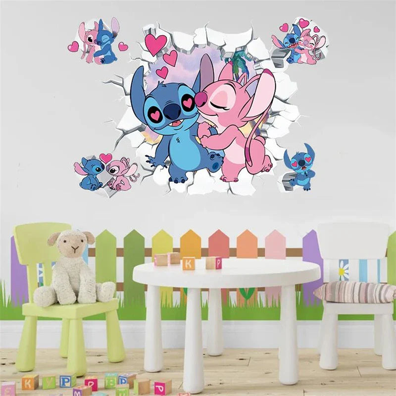 MINISO Autocollants Muraux Dessin Animé Lilo & Stitch pour Chambre d'Enfant, Maternelle, Salon, Chambre à Coucher, Décoration Murale, Poster Animé