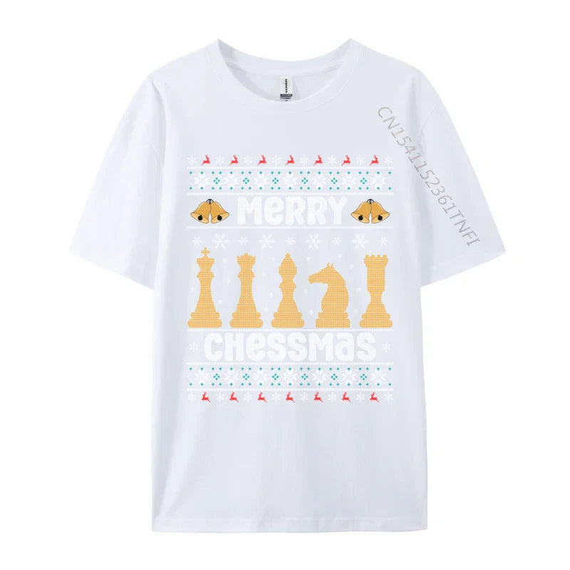 Merry Chessmas Ugly Chess Player Christmas T-Shirts Retro Boy Top T-Shirts Crewneck Combed Cotton Tops Shirt Tops & Tees Casual