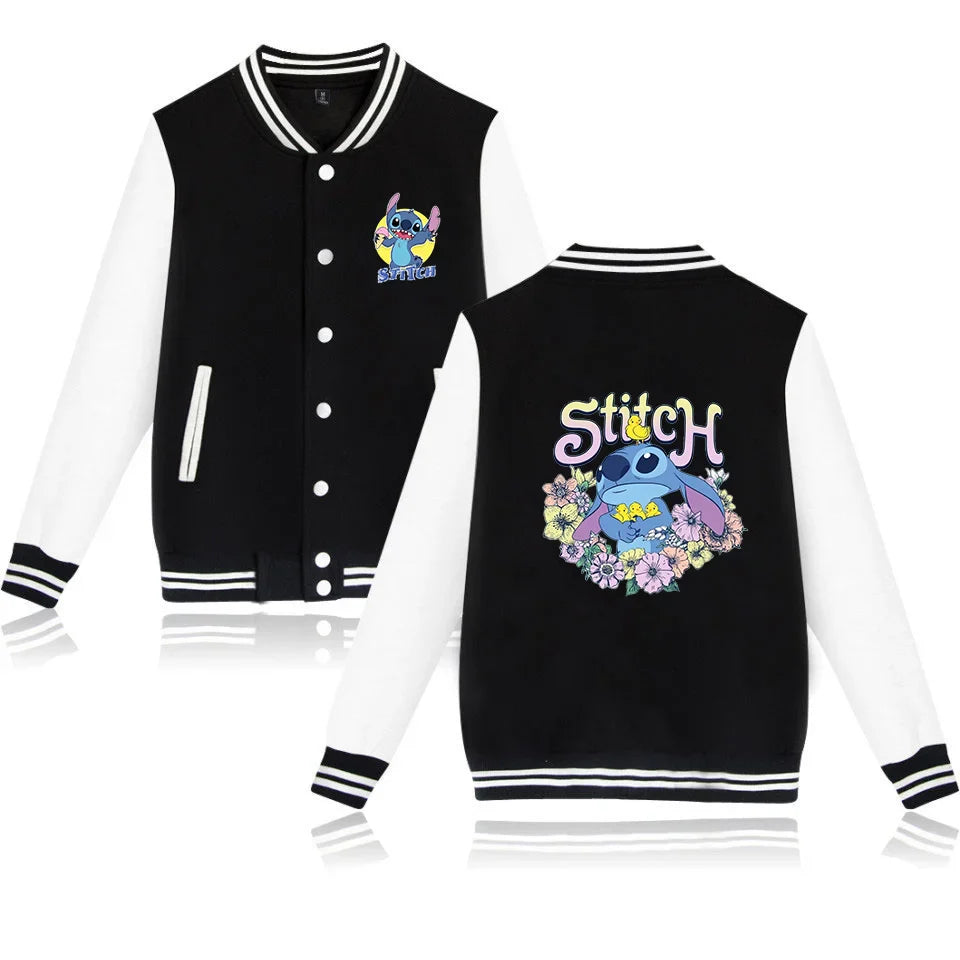 Lilo Stitch Baseball Jacket Men Women Hip Hop Harajuku Jackets Streetwear Kids Boys Girls Loose College Coats