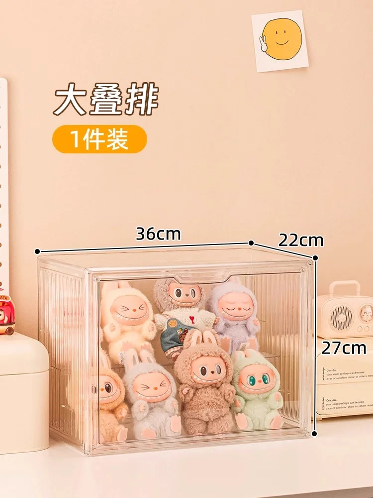Labubu Doll Storage Box Large Capacity Transparent Acrylic Display Cabinet Dustproof Case Desktop Organizer For Home