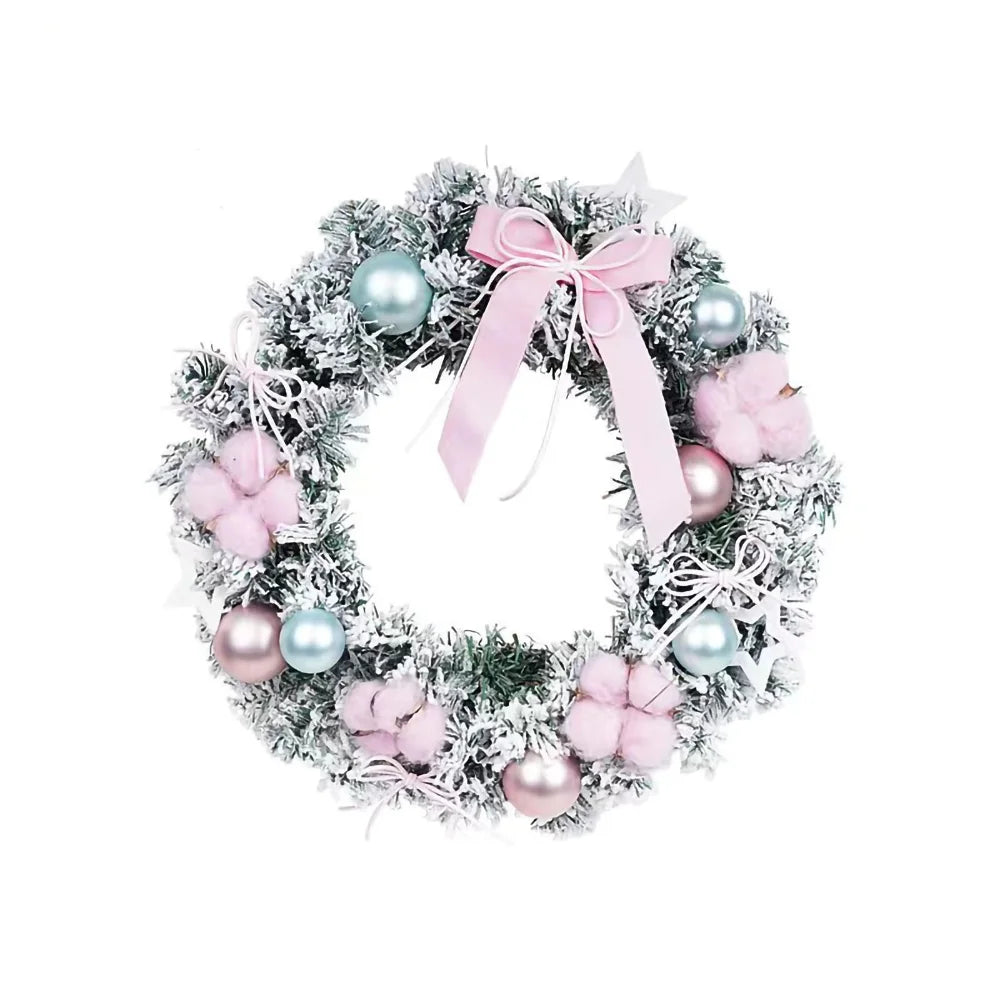 30/40cm Pink Snowflake Wreaths Holiday Decorations Wreaths Christmas Wreaths Hanging Ornaments Christmas Atmosphere Decoration