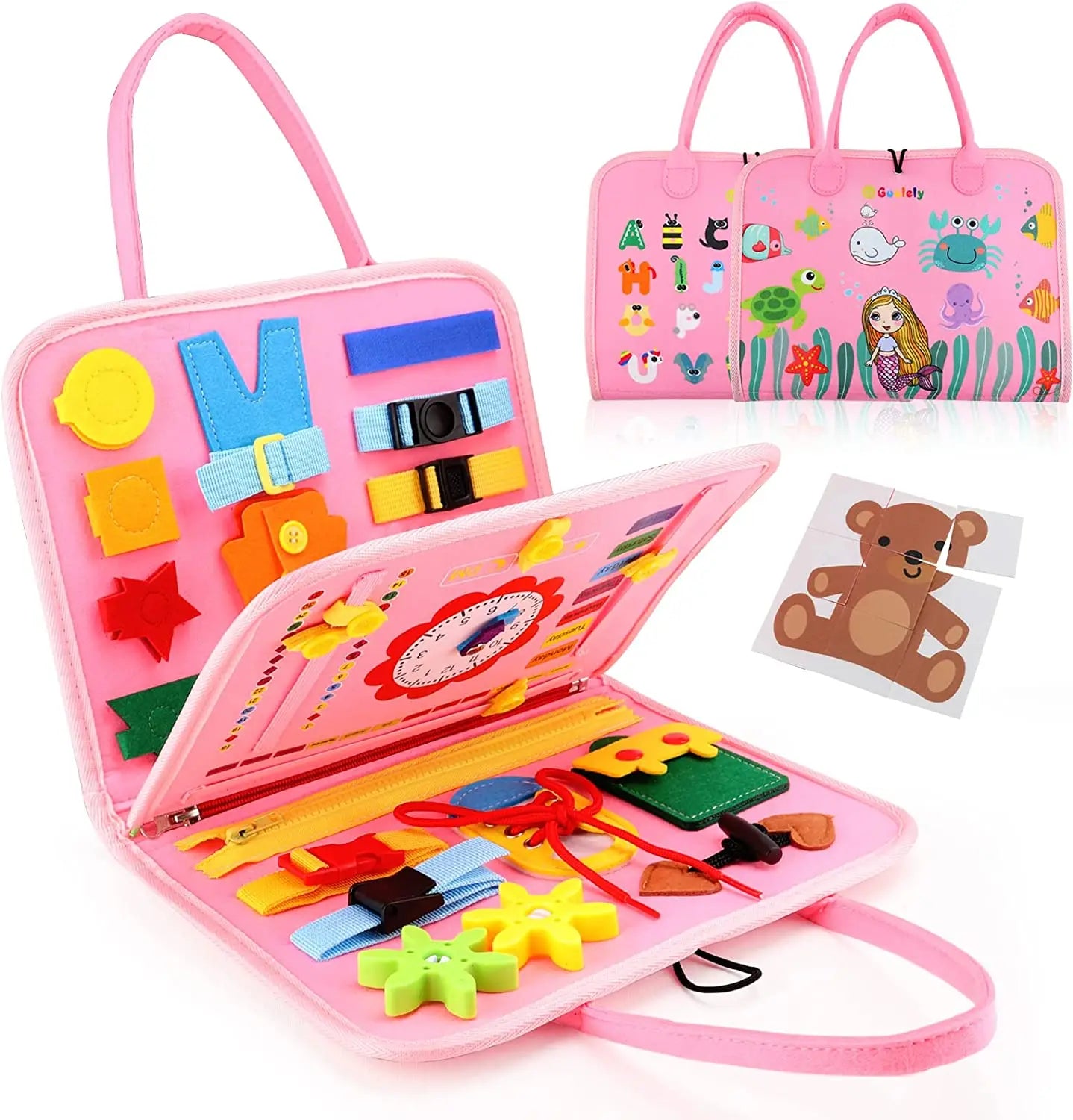 Montessori Toys Busy Board Sensory Activity Developing Board for Motor Skills,Learning Board for Toddlers Christmas Gift
