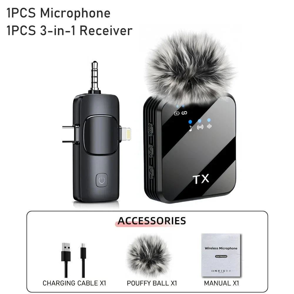 Microphone Lavalier sans fil pour appareil photo, iPhone, Android, Microphone, réverbération sonore, enregistrement vidéo, Podcast, réduction du bruit, micro à Clip