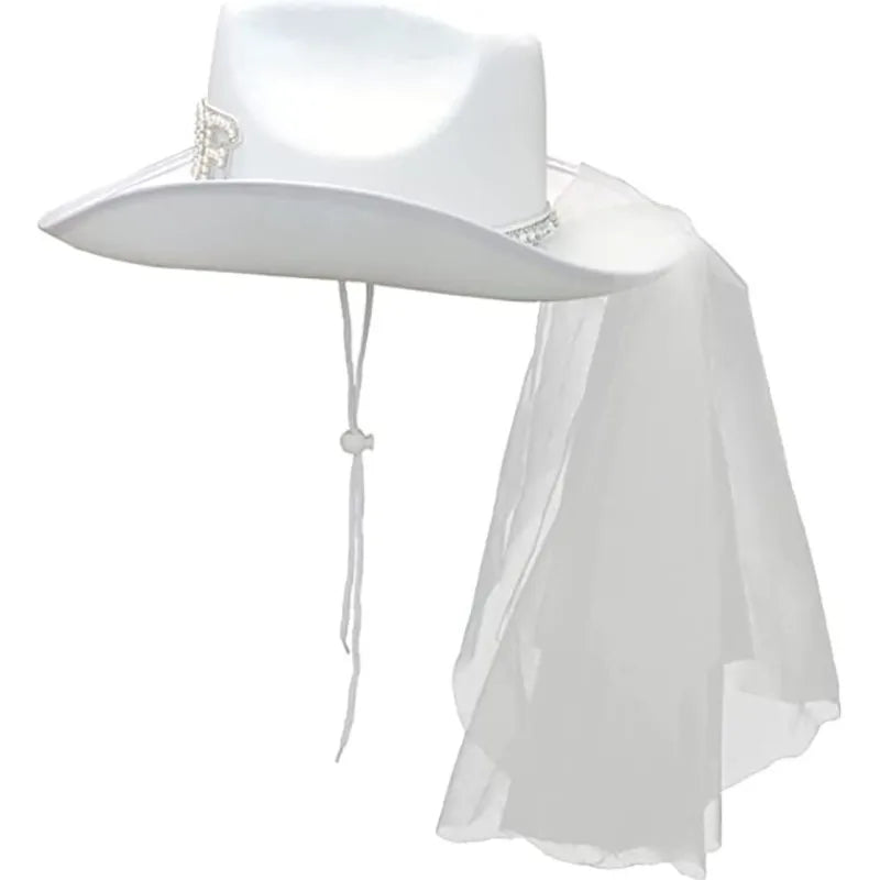Chapeau de Cowboy blanc avec lettres de mariée, chapeau en perles et strass, chapeau de Cowgirl de mariage, décoration de fête de poule Bach, cadeau de plage d'été