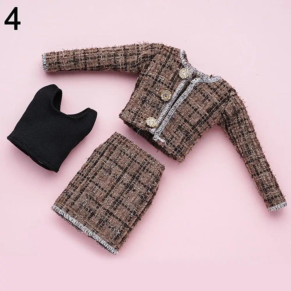 For 1/6 Doll Clothes 29~32cm Doll Plush Coat Skirt Doll Winter Dress Girl Coat Handmade Casual Wear Set Doll Accessories Gift