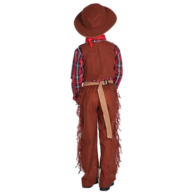 Western Cowboy Drama Performance Costume Kids Masquerade Cowboy Costumes For Boys Carnival Purim Parade Stage Play Party Dress