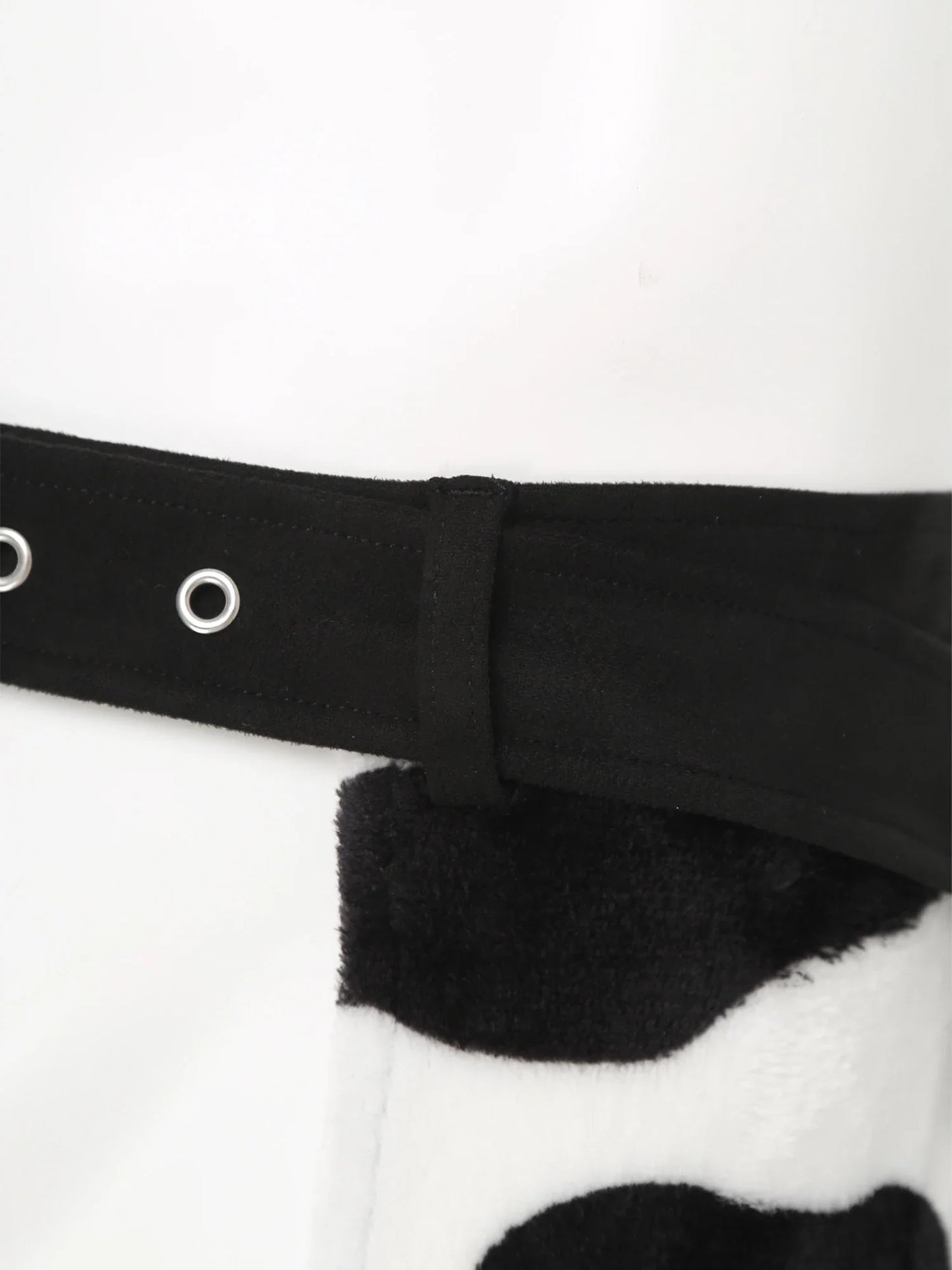 Men Halloween Cowboy Cosplay Costume Cow Print Flannel Pants Adjustable Waist Side Tassel Open Crotch Cowboy Chaps Rave Party