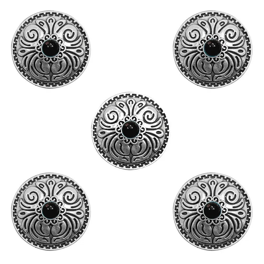 5pcs Cowboy Western Texas Conchos Leather Wallet Turquoise Flower Metal Decorative Button Screw Back for Leathercraft