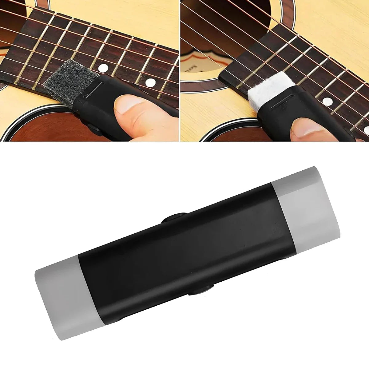 Nettoyeur professionnel de cordes de guitare à double tête et stylo dérouillant, outil d'entretien de cordes tout-en-un pour électrique/basse/violon 1 pièce