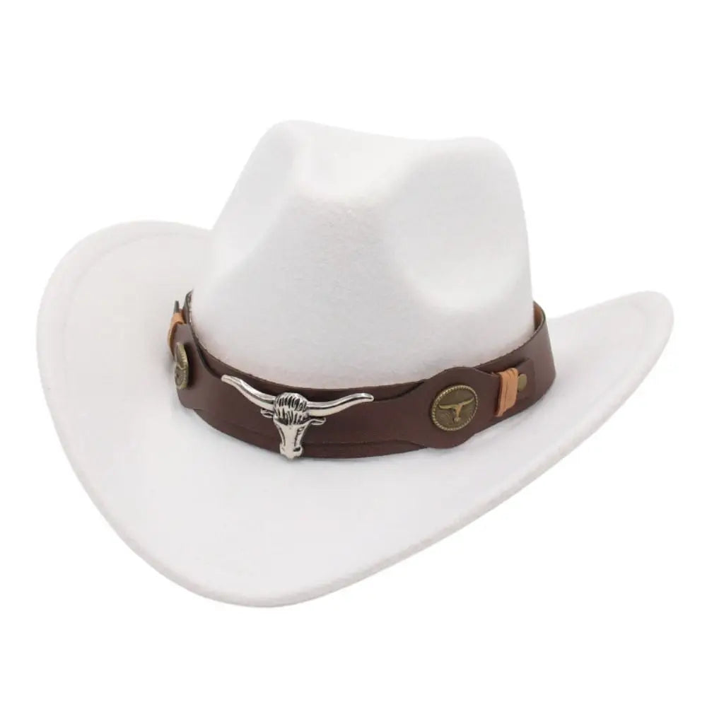 Chapeau de cowboy occidental en laine réglable, grand bord, large bord, jazz, solide, cosplay de fête de document, casquettes à visière extérieure