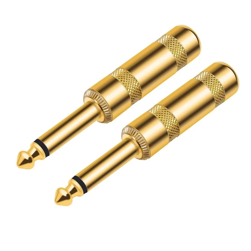 2 pièces 6.35mm fiches connecteurs à souder bricolage tête droite/coude Type de soudure fiches pour la terminaison de câble sonore d'instrument