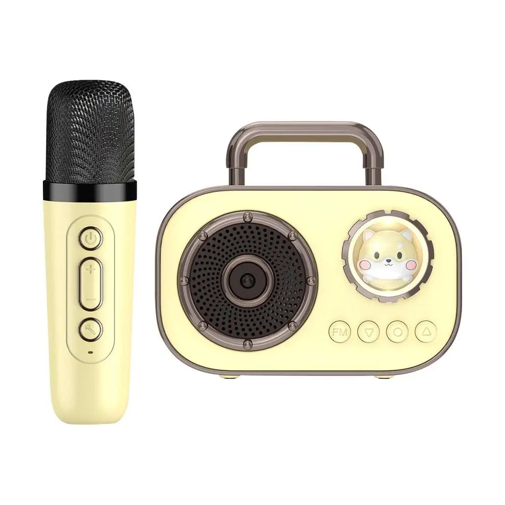 Kids Karaoke Machine Mini Wireless Karaoke Machine With Microphone Long Battery Life Rechargeable Audio Supplies With Dual Mic
