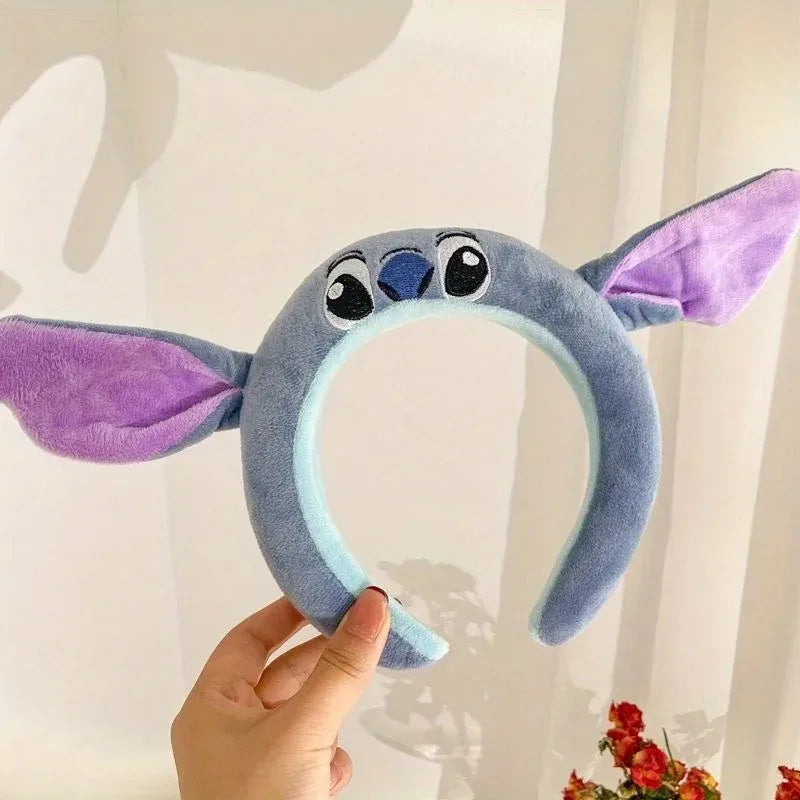 Bandeau Stitch de dessin animé Disney, joli bandeau en tissu cousu pour le lavage du visage, l'hydrothérapie, bandeau de maquillage