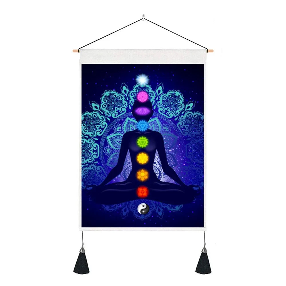 Seven Chakra Tapestry Yoga Meditation Wall Tapestry Boho Mandala Tapestry Hippie Wall Hanging for Home Decor 13.8 x 19.7 Inches
