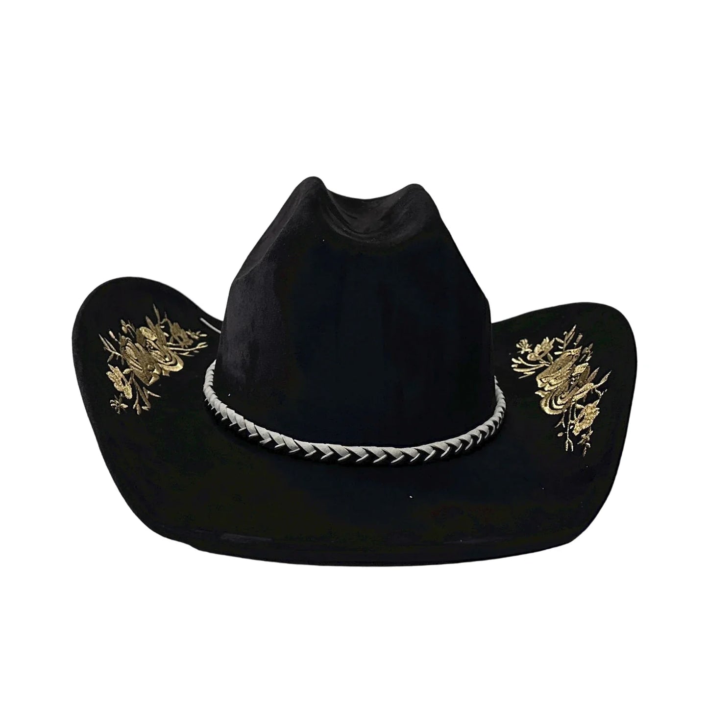 Retro Suede Cowgirl Hat for Women and Men, Floral Embroidery Wide Brim Western Cap Jazz Hat Cowboy Hats