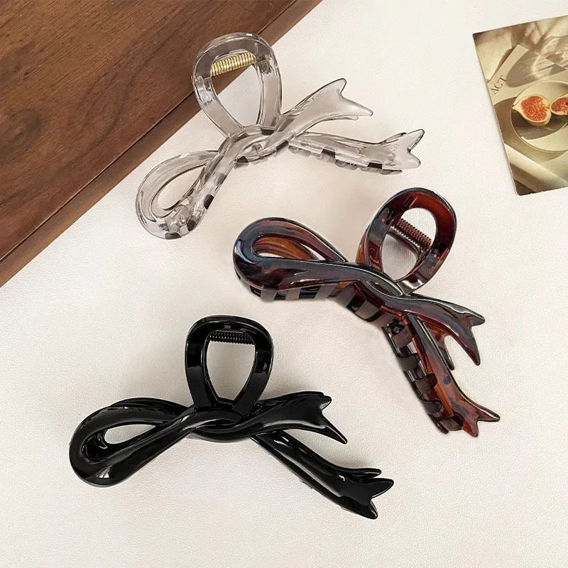 Pinces à cheveux crabe en ruban acrylique de 13 cm, nœud, pinces à cheveux brillantes, accessoires de coiffure, épingles à cheveux, queue de cheval de requin pour femmes