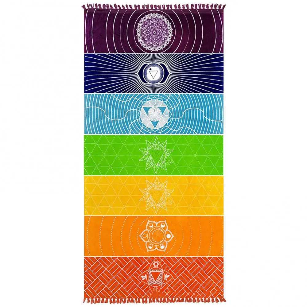 Rainbow 7 Chakra Bohemia Blanket Tapestry Summer Beach Towel Yoga Mat Pad Yoga Mats Summer Beach Towel Yoga Dance Mat Sports Mat