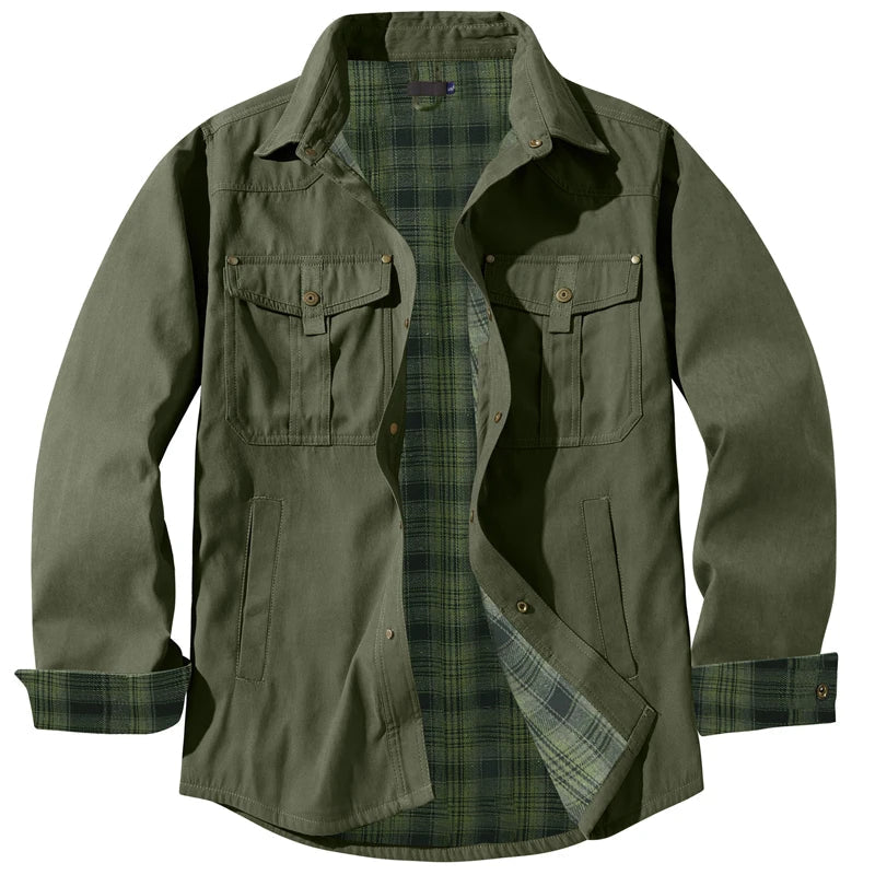 Veste chemise à carreaux en flanelle pour homme printemps automne, décontractée, style rétro, en coton, chaude, coupe-vent tactique pour homme