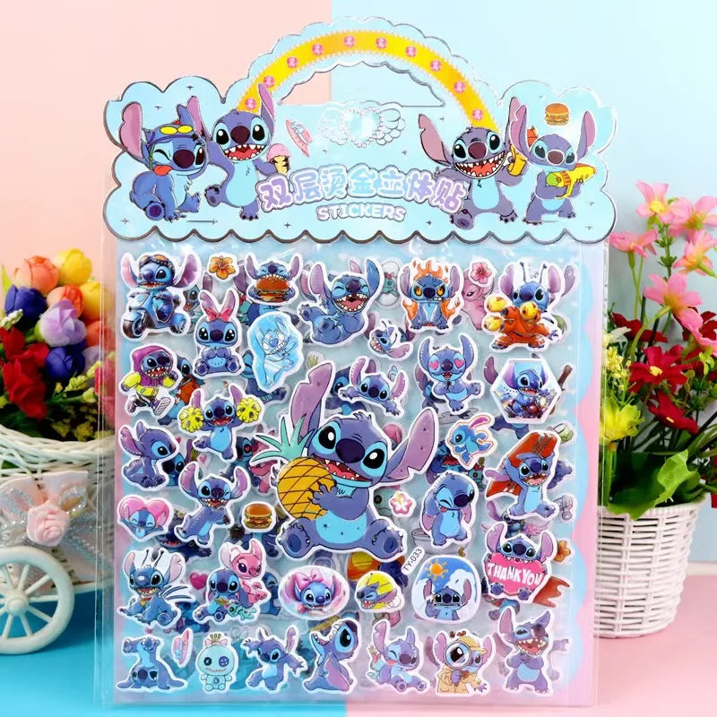 Sticker autocollant en relief 3D bulle de Stitch, motif bulle 3D, décoration, autocollant mignon, récompense, fournitures de papeterie