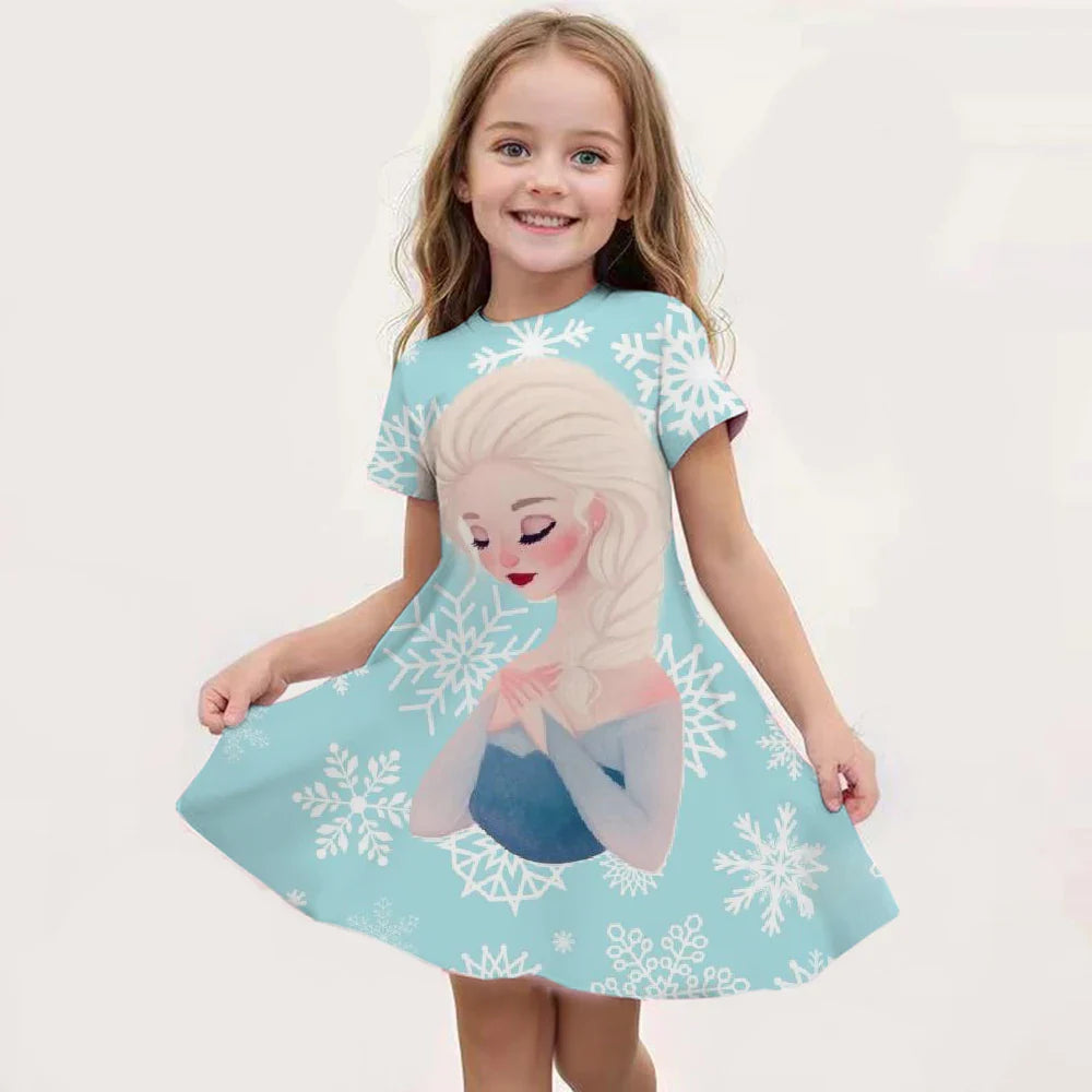 Elsa Costume for Girl Birthday Party Blue Long Sleeve Carnival Clothing Kids Princess Dress for Girls