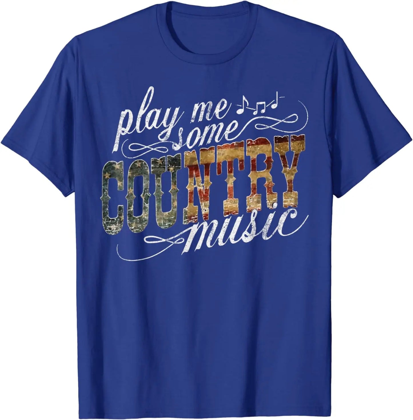 T-shirt vintage unisexe « Play Me Some Country Music » avec imprimé Western Festival pour homme et femme