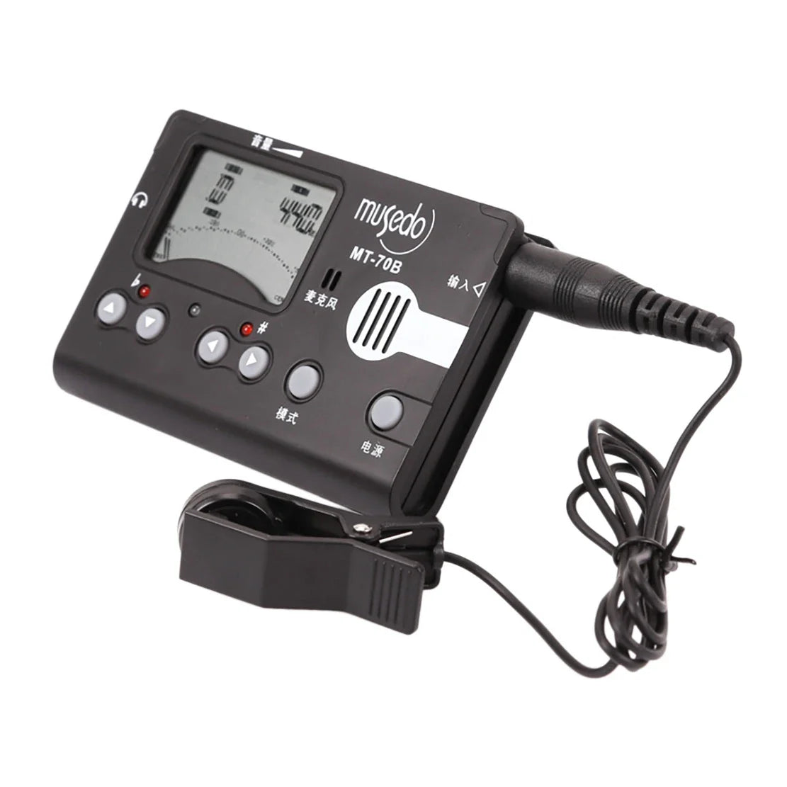 Musedo Accordeur MT-70B avec réinitialisation-On 514 up et Microphone Intégré Électronique 3 en 1 LCD Tuner Metronome Tone Generator pour Guzheng