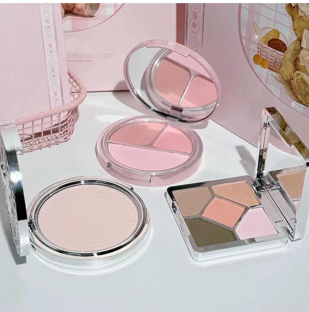 ART VALUE Coffrets de maquillage 7 pièces comprenant 3 couleurs de rouge à lèvres mat, 1 poudre pressée, 1 fard à joues, 1 palette de fards à paupières, 1 collier, coffrets de maquillage beauté