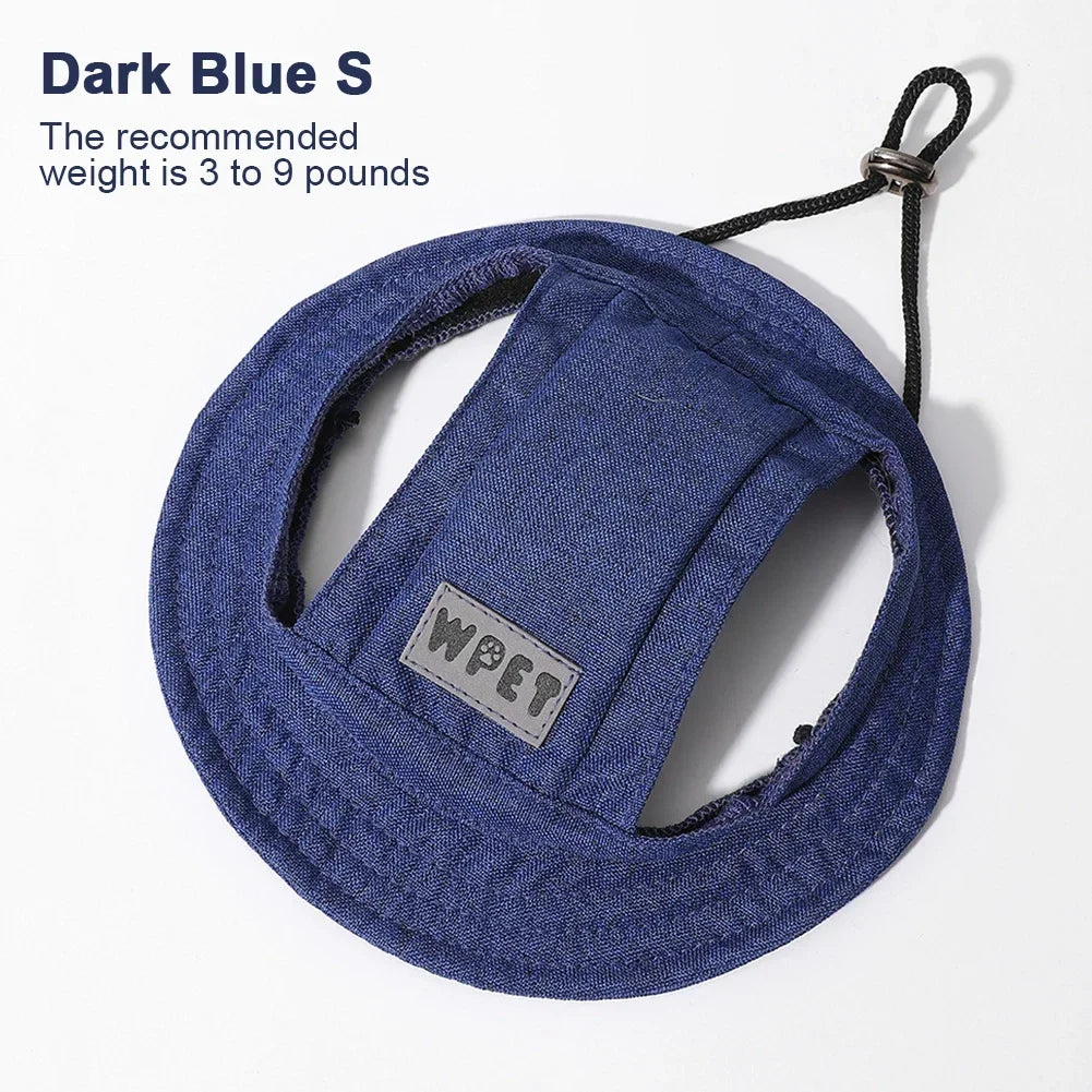 Adjustable Summer Pet Hat, Sun Protection Leak Ear Puppy Linen Cowboy Hat Sun Cap Visor Cute Outdoor Sports Hat for Cat