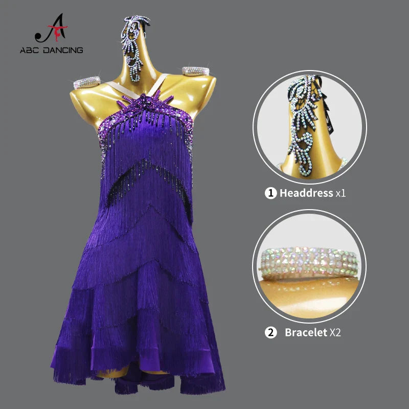 Costumes de danse latine, robe de soirée pour femme, tenue de performance de samba, compétition 2026, vêtements de bal pour adultes, tenue de danse pour filles, costume à franges sportif