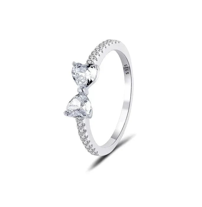 Bague en argent Sterling 925 plaqué rose rouge scintillant, bague en forme de cœur pour femmes, cadeau de fête de mariage, bijoux de saint valentin 2025