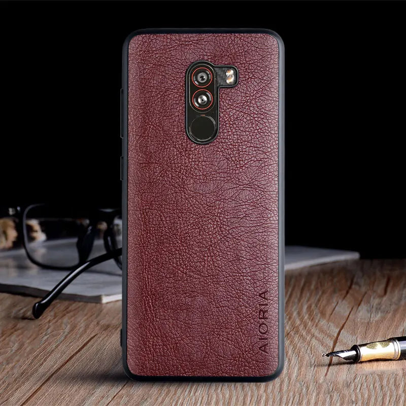 Case for Xiaomi Pocophone F1 funda luxury Vintage Leather skin coque with TPU soft hard cover for xiaomi pocophone f1 case capa