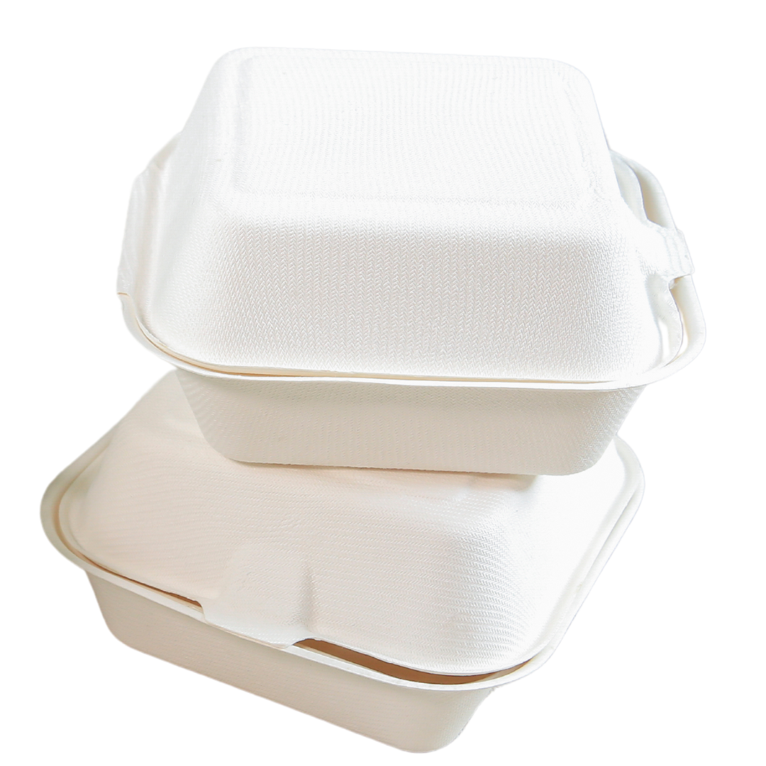 6" x 6" x 3" Sugarcane Take-Out Container - 1-Comp.