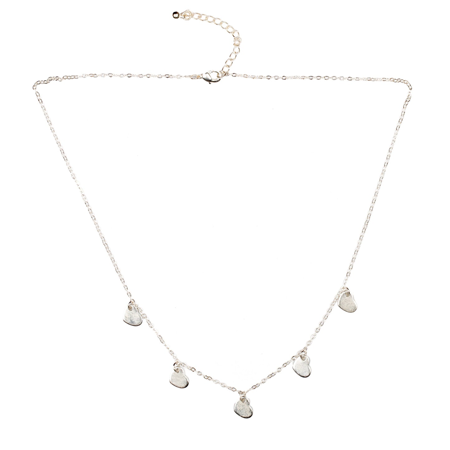 Five Heart Necklace - Silver Plate