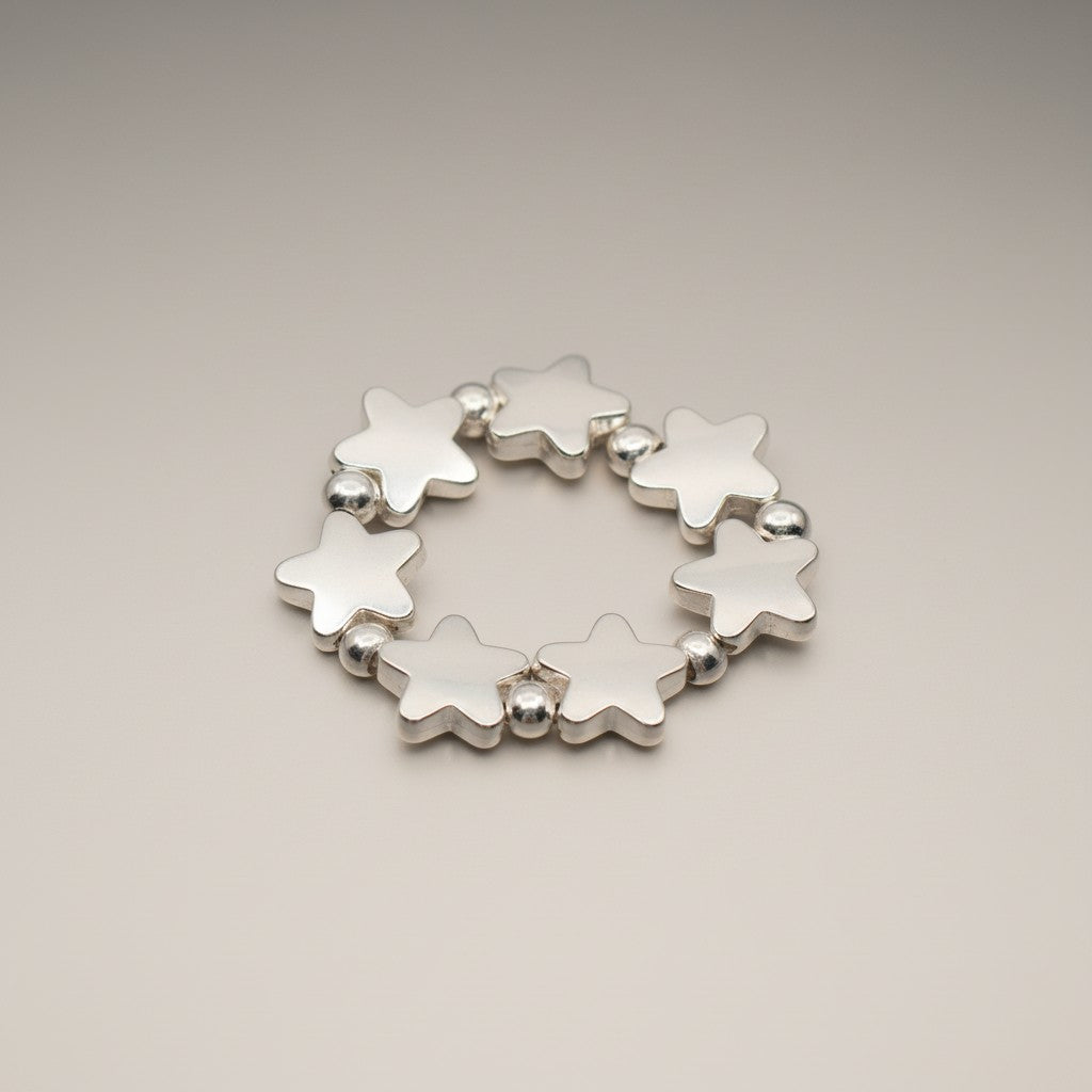 Bague élastique Étoile en plaqué argent