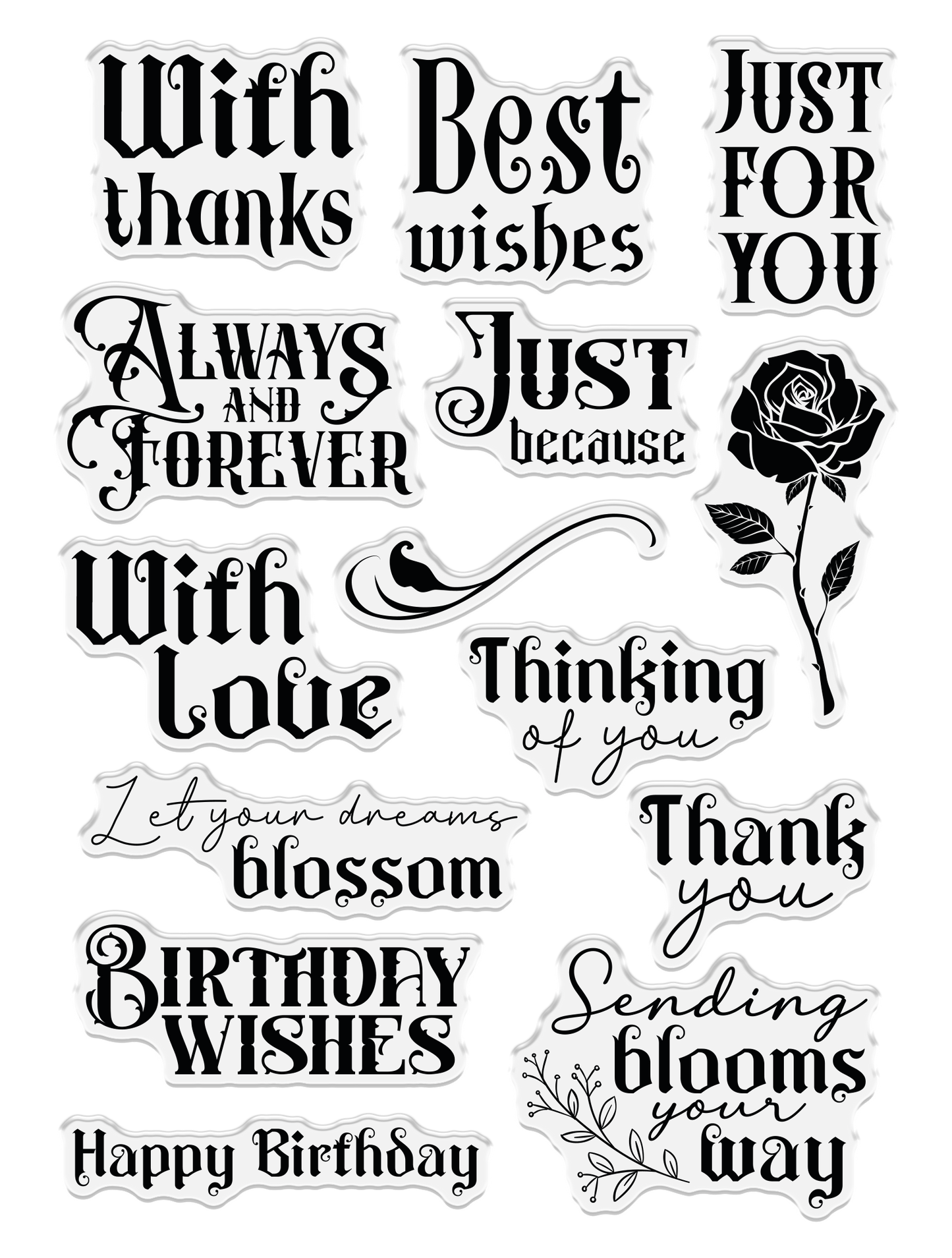 Sara Signature Thorn & Bloom Clear Acrylic Stamp Set - Sending Blooms