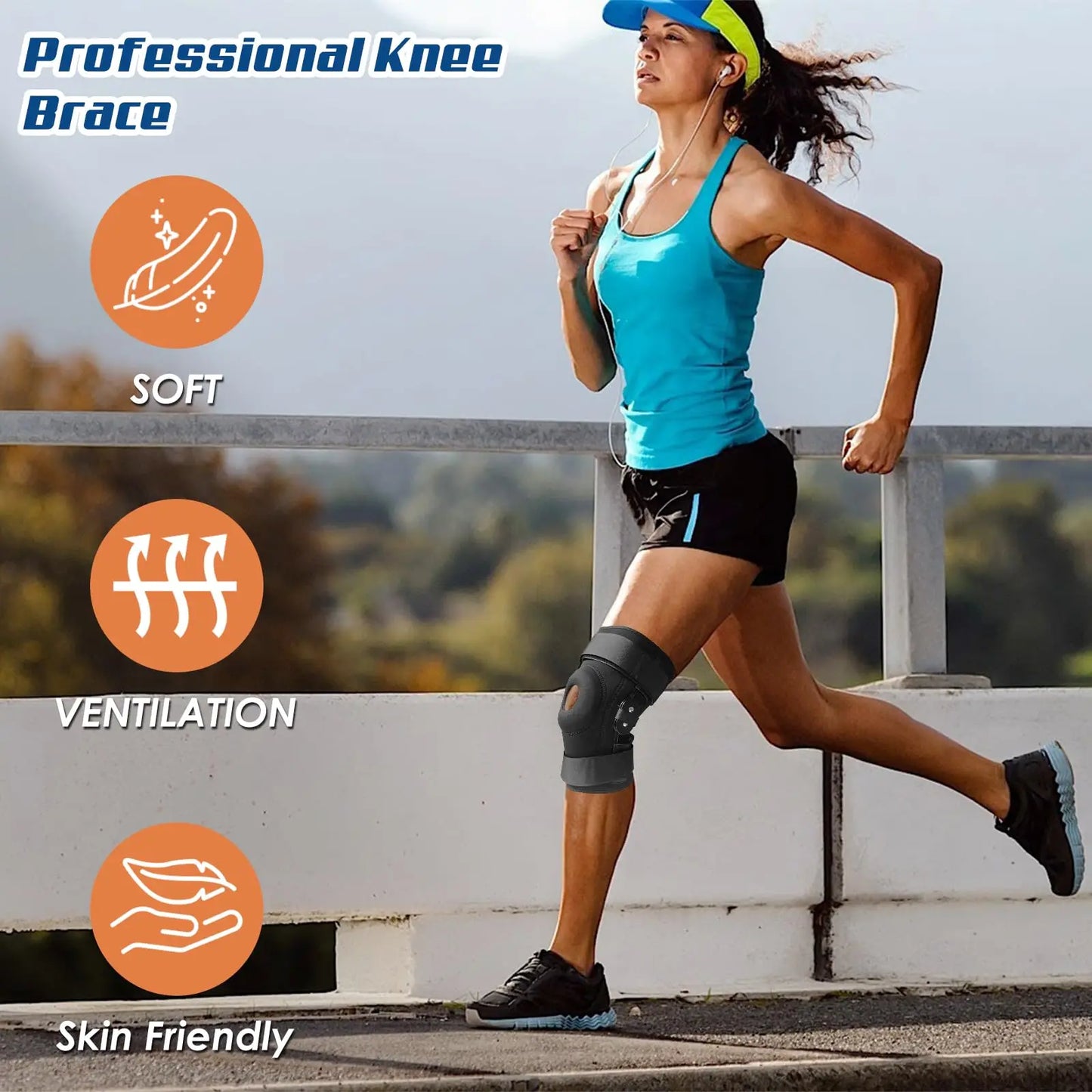 Genouillères articulées rotuliennes orthopédiques pour la douleur au genou avec ressorts Compression attelle en acier amovible Support genouillère