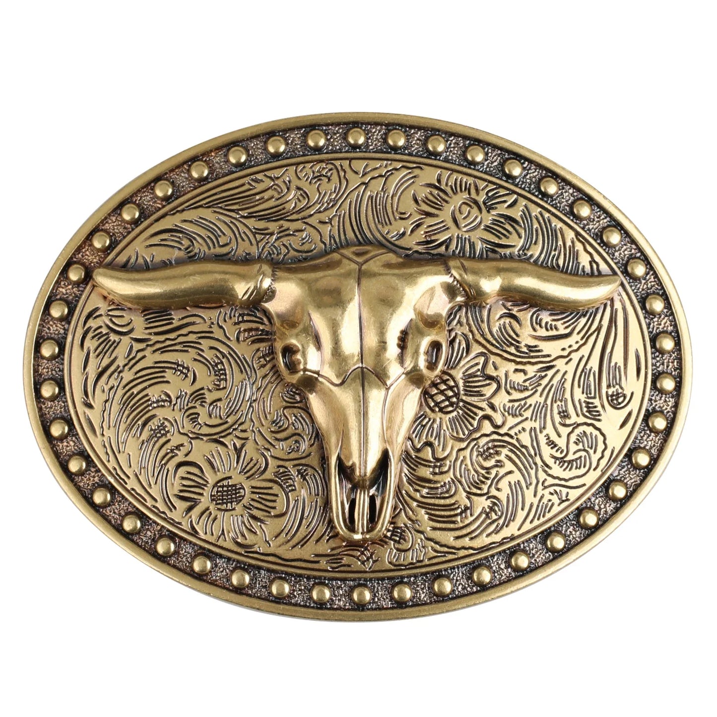 Men's White Big ox head Belt Buckle Cowboy Belt Accessories Cow Head