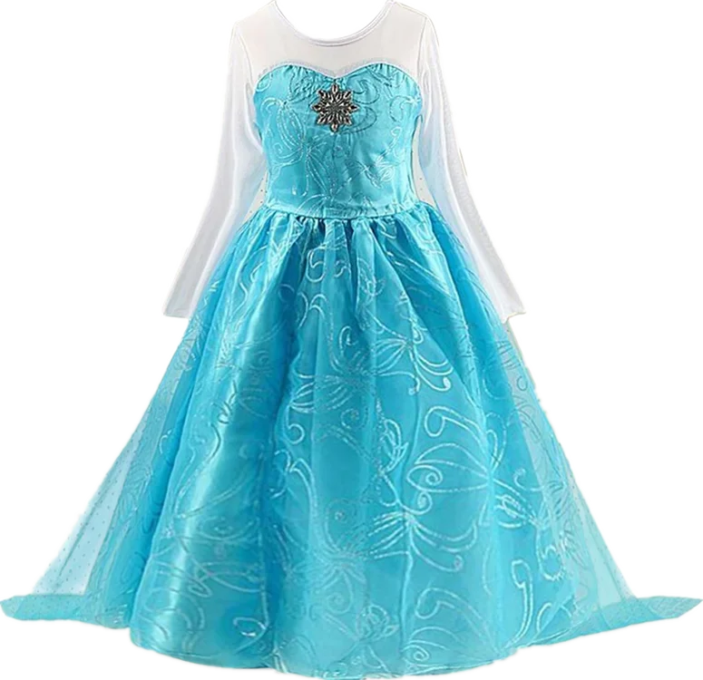 Déguisement Elsa Reine des Neiges pour Filles 2025 Nouveau Cosplay Carnaval Fête Robe de Soirée 3-10 Ans Enfants Anniversaire Bal de Promo Robe d'Été Vestidos