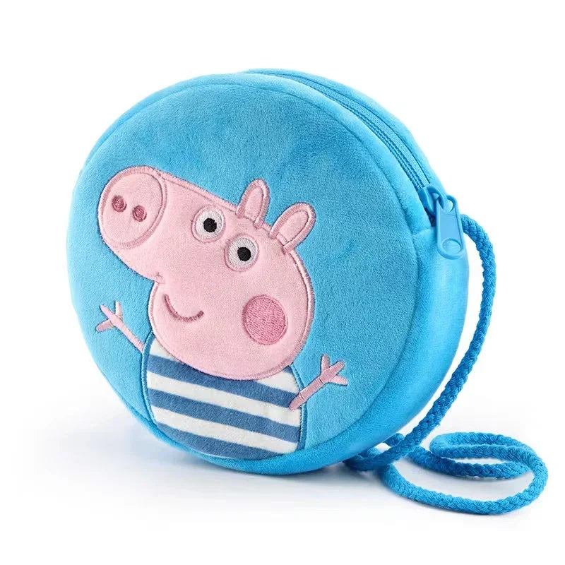 16cm Peppa Pig Kawaii Plush Stuffed Rounded Backpack Toys George Kindergarten Cartoon Shoulder Bag Coin Purse Girl Birthday Gift