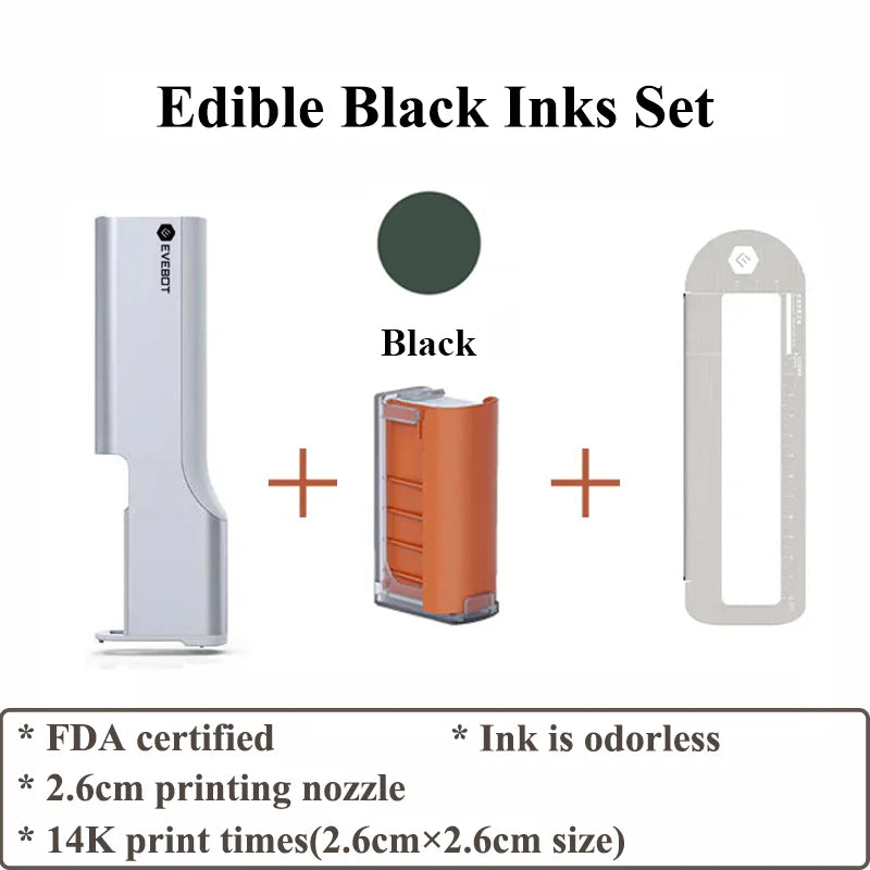Evebot Food-grade Portable PrintPen Handheld Inkjet Printer Specifically for Food Surfaces Perfect for Coffee Macaron Cakes