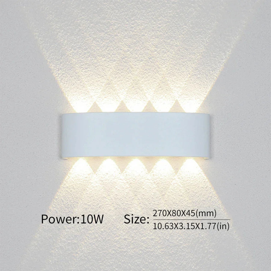 Mur LED lumière extérieure intérieure 2W 4W 6W 8W 10W AC85-265V haut vers le bas blanc noir lumière moderne pour maison jardin chambre couloir