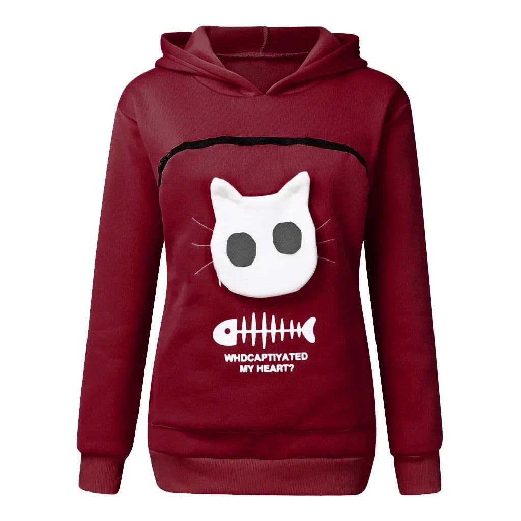 3XL Cat Lovers Hooded Sweatshirt Kangaroo Dog Pet Paw Dropshipping Pullovers Cuddle Pouch Fish Pocket Hoodie Tops