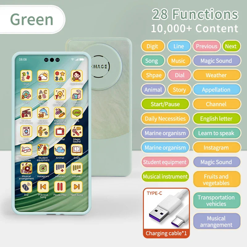 Kids Fun Learning Play Phone Baby Simulation Phone Musical Early Educational Toys English Learning Cellphone Model Toy Gifts