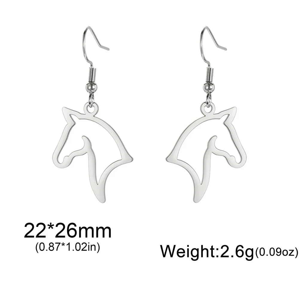 My Shape Boucles d'oreilles tête de cheval pour femme, acier inoxydable, goutte de cheval, boucle d'oreille pendante, bijoux amoureux, cadeaux du Nouvel An